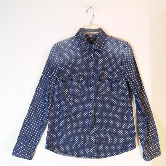 J. Crew Tops - J. CREW‎ Shirt Womens Blue Ombre  KEEPER STAR DOT CHAMBRAY BUTTON DOWN- SIZE 4